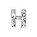Silver 10mm letter H slider charm with white zircon pavé setting for DIY bracelets - Letter-H / Chrome