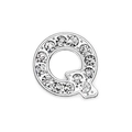 10mm silver letter Q charm featuring sparkling white crystals for DIY bracelets - Letter-Q / Chrome