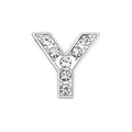 Silver plated DIY alphabet letter Y charm with sparkling white cubic zirconia stones - Letter-Y / Chrome