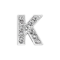 DIY chrome silver letter K charm with white rhinestones for jewelry making - Letter-K / Chrome