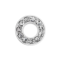 10mm chrome silver DIY letter slider charm with inlaid clear rhinestones - Letter-O / Chrome