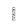 DIY 10mm chrome finish letter slide charm with five vertically set white zircons - Letter-I / Chrome