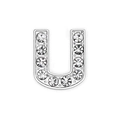 Silver letter U charm pendant with clear rhinestones for DIY 10mm jewelry bracelets - Letter-U / Chrome