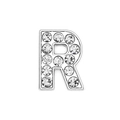 DIY chrome silver letter R jewelry charm inlaid with sparkling white rhinestones - Letter-R / Chrome