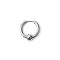 Gepolijste zilveren roestvrijstalen oorring voor heren met vaste ronde kraal - Zilveren Kraal Hanger Ring (E2112-8#H)