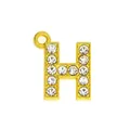 Macro view of gold H letter pendant featuring sparkling white stones for DIY jewelry - 15mm Gold Rhinestone Letter H Pendant