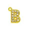 Vista de detalle del colgante dorado letra B de 15mm con pedrería blanca para joyería artesanal - Colgante Letra B de Diamantes de Imitación Dorados de 15 mm