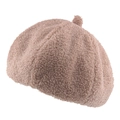 Béret rose pour femme en laine d'agneau chaude avec texture polaire et style octogonal - 57-58 / Kaki