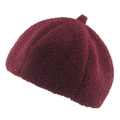 Béret d'hiver en laine d'agneau pour femme en bordeaux foncé avec texture peluche - 57-58 / Bordeaux