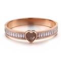 Bracciale rigido in oro rosa con cuore mobile e zirconi incastonati taglio rettangolo - Oro Rosa (KB115557-K)