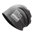 Dunkelgraue Beanie-Mütze aus Strick mit weißem FASHION-Aufdruck für Damen und Herren - Dunkelgrau / M (56-58cm)