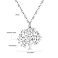 Detailoverzicht van levensboom hanger van roestvrij staal met afmetingen en materiaalinfo - Zilver Hartblad Levensboom
