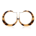 Classic C-shaped leopard print tortoiseshell acetate hoop earrings with gold metal fasteners - Leopard Print