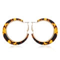 Fashionable tortoise shell acetate C-shaped hoop earrings with gold metal accents - Dark Tortoiseshell