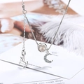 Collier licorne argentée avec pendentif lune et pierre de lune pour femme style bohème - Pierre de lune