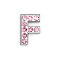 Vista detallada del dije de letra F plateada con diamantes rosa para joyería DIY - Rosa - Letra F