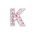 Detailed view of silver chrome letter K pendant with pink rhinestones for DIY jewelry - Pink - Letter K