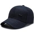 Gorra de béisbol de cuadros azul marino para hombre con detalle de logo metálico - Ajustable / Azul Marino