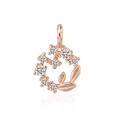 Rose gold daisy wreath pendant featuring eight white zircons and detailed leaf accents - Rose Gold Plated Pendant / Pendant (No Chain) / Rose Gold