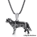 Vintage silver steel poodle dog pendant necklace for men with textured fur detail - Golden Retriever/Dachshund Style (KN88533-K)