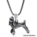 Poodle dog pendant necklace in vintage silver finish with stainless steel box chain - Poodle Pendant (KN88527-K)