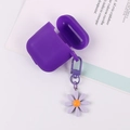 Purple silicone AirPods case featuring a matching daisy charm pendant in a fresh style - Pendant Only (Without Earphone Case) / Purple (Q118-02)