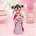 Chinese-style girl doll in red cape and purple embroidered dress with floral headpiece - Style 060-12B Plum Blossom