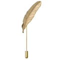 Alfiler de solapa de pluma dorada mate para trajes de hombre con textura de hoja - Dorado