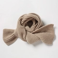 Warmer Strickschal in Khaki-Braun aus Wollrippstrick für Kinder und Erwachsene - Beige