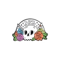 Broche de esmalte de calavera con rosas de colores y lema Til Death We Do Art - CC806 Calavera Flor (Til Death We Do Art)