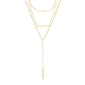 Dettaglio della collana multistrato in acciaio dorato con pendenti a barra geometrici - Oro