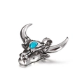 Colgante retro de cabeza de toro en acero inoxidable con piedra turquesa y acabado plata - Color Acero (KP80967-HX)