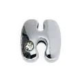 Passante lettera H in argento lucido con cristallo per braccialetti da 8mm - Cromo-Lettera H