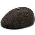 Klassieke donkerbruine geruite platte pet voor heren met warme fleecevoering en tweed textuur - Bruin