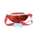 Cute fish tail sequins waist bag for kids with red strap and blue fin detail - Red