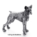 Figurine de chien boxer en acier argenté, poids 221g et taille 95x80mm, finition métal - Boston Terrier (KD030-K)