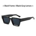 Chunky rectangular sunglasses with a thick black frame and dark grey tinted lenses - Black Frame Black Grey Lens