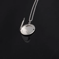 Collana con medaglione ovale in acciaio 316L argento con cornice apribile e catena 45cm - 27mm(MP575) / Color Acciaio