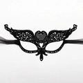 Elegante schwarze Spitzenmaske mit Herz-Ausschnitt und transparenten Bändern für Partys - Herz-Stil (A-01)