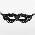 Elegant black lace masquerade eye mask with intricate hollow patterns and silk ribbons - Flower Heart (A-18)
