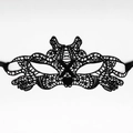 Elegante schwarze Spitzenmaske mit Stickerei und Satinbändern für Partys und Maskenbälle - X-Typ (A-09X)