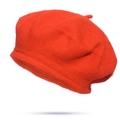 Classic bright red wool felt beret with stem detail for women in French style - Orange