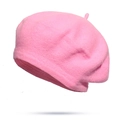 Elegant pink knit beret for women featuring a classic French style painter cap design - Pink