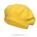Vibrant yellow wool beret for women in vintage British style for autumn and winter - Yellow