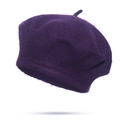 Classic dark purple wool felt beret for women with a round top and soft texture - Dark Purple