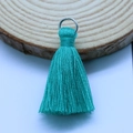 Lake blue 3.5cm cotton tassel pendant with silver open metal ring for bags - Grass Green