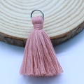 Delicate 3.5cm pink polyester cotton tassel pendant with a silver metal hanging ring - Apricot