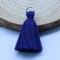 Deep purple polyester tassel pendant with silver metal ring on a wooden stand - Navy Blue
