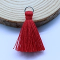 Red 3.5cm cotton tassel pendant with silver metal ring for bags and DIY crafts - China Red