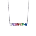 Rainbow rectangle zircon pendant necklace with silver box chain for women - Rectangle Platinum